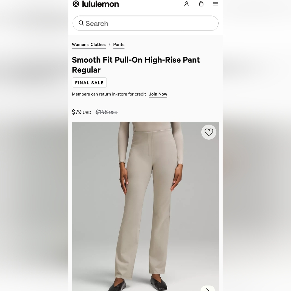 lululemon athletica Smooth Fit Pull-On High-Rise Pant Size 6 Navy only